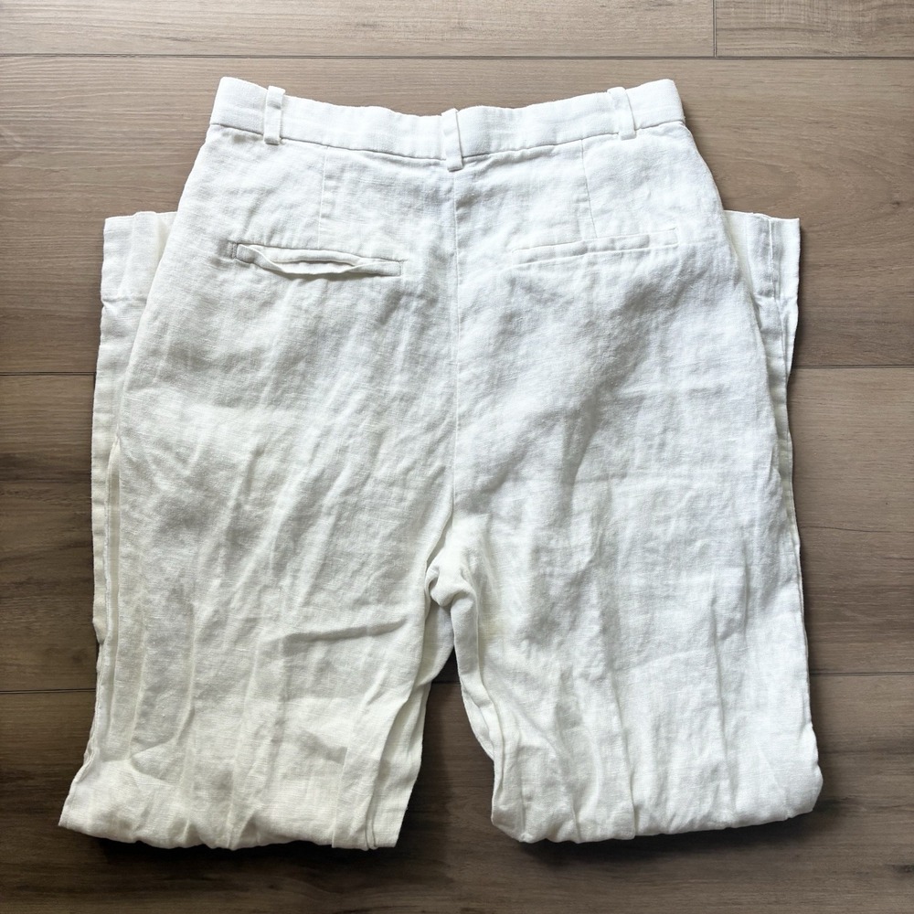 Banana Republic High Rise Wide Leg 100% Linen Cream Ivory White Pants Size 4 - Picture 4 of 6
